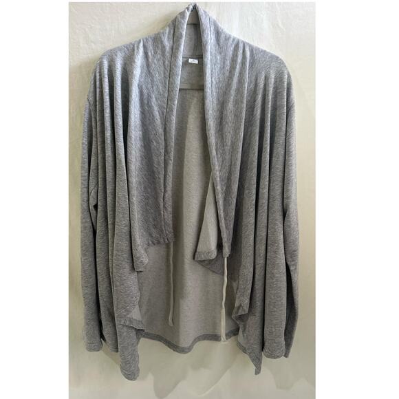 Old Navy Active Large Tall Gray Drawstring Neck Drape Terry Activewear Cardigan - Picture 1 of 7